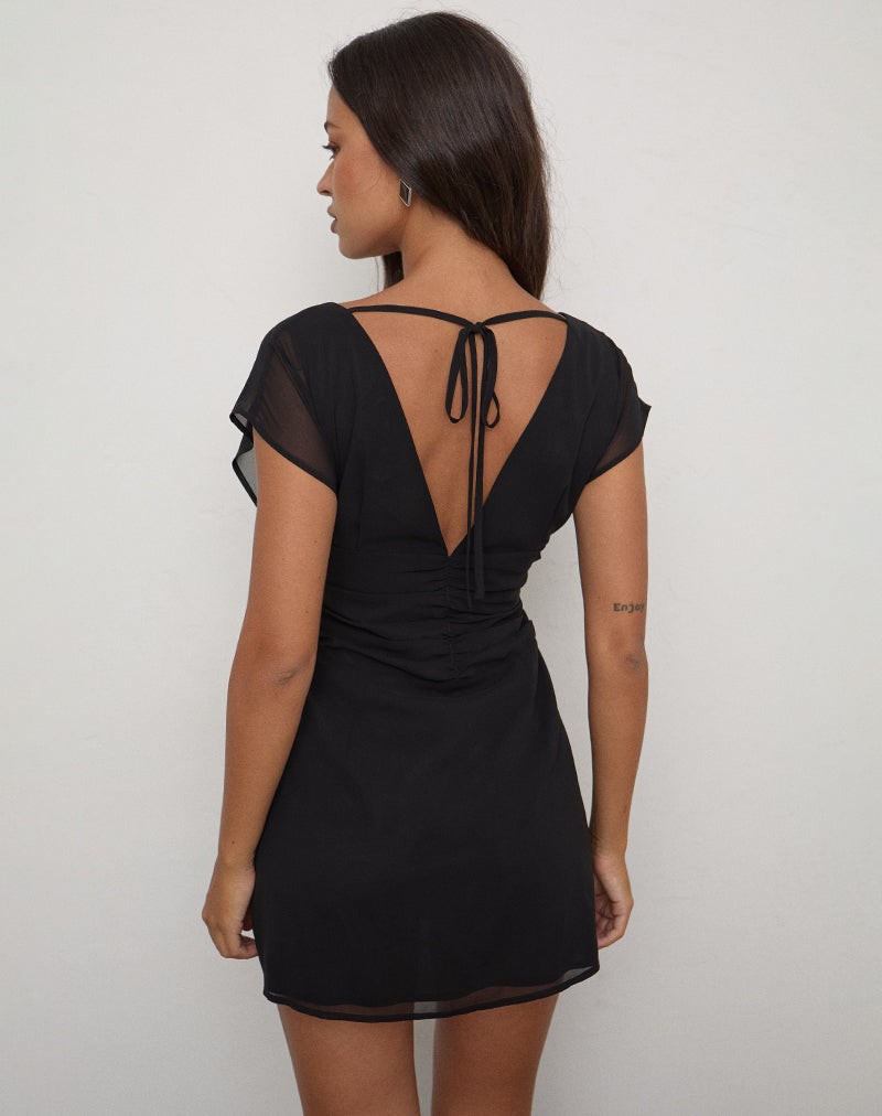 Ridisha Mini Dress in Chiffon Black view 3