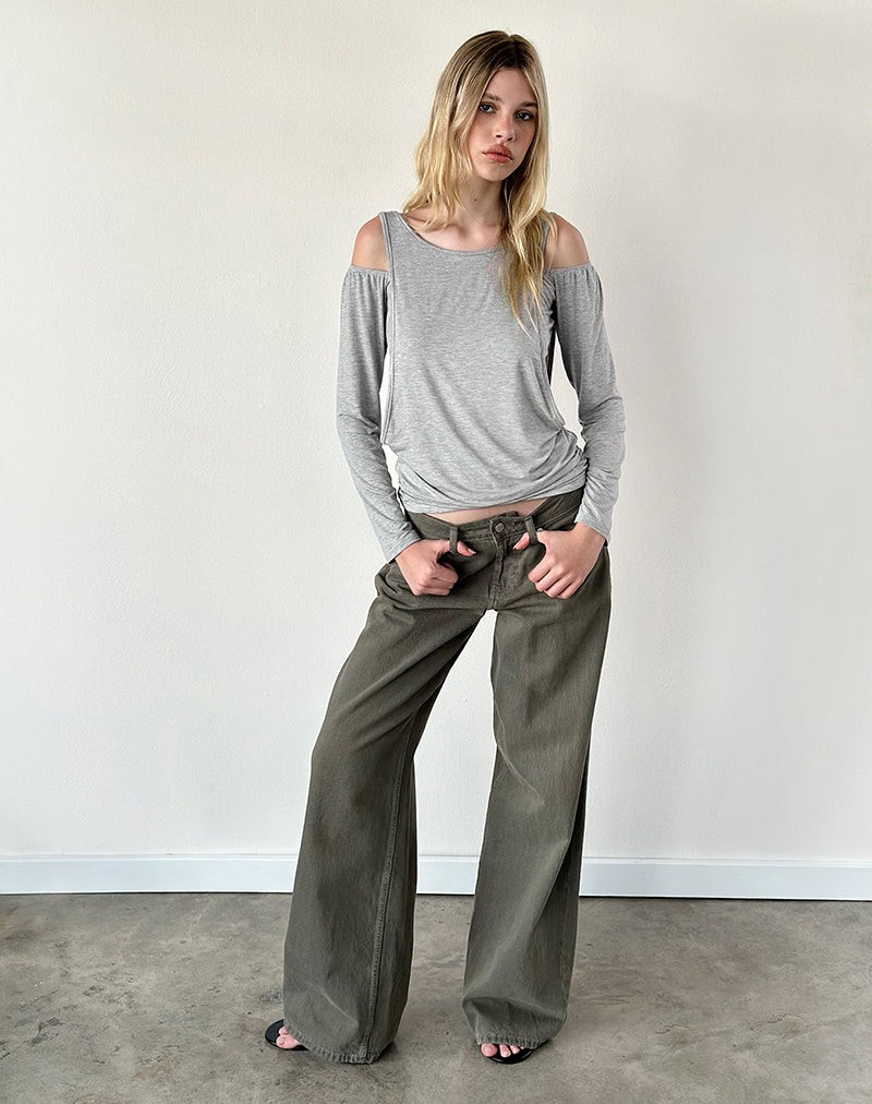 Roras Top in Grey Marl Viscose Spandex view 3