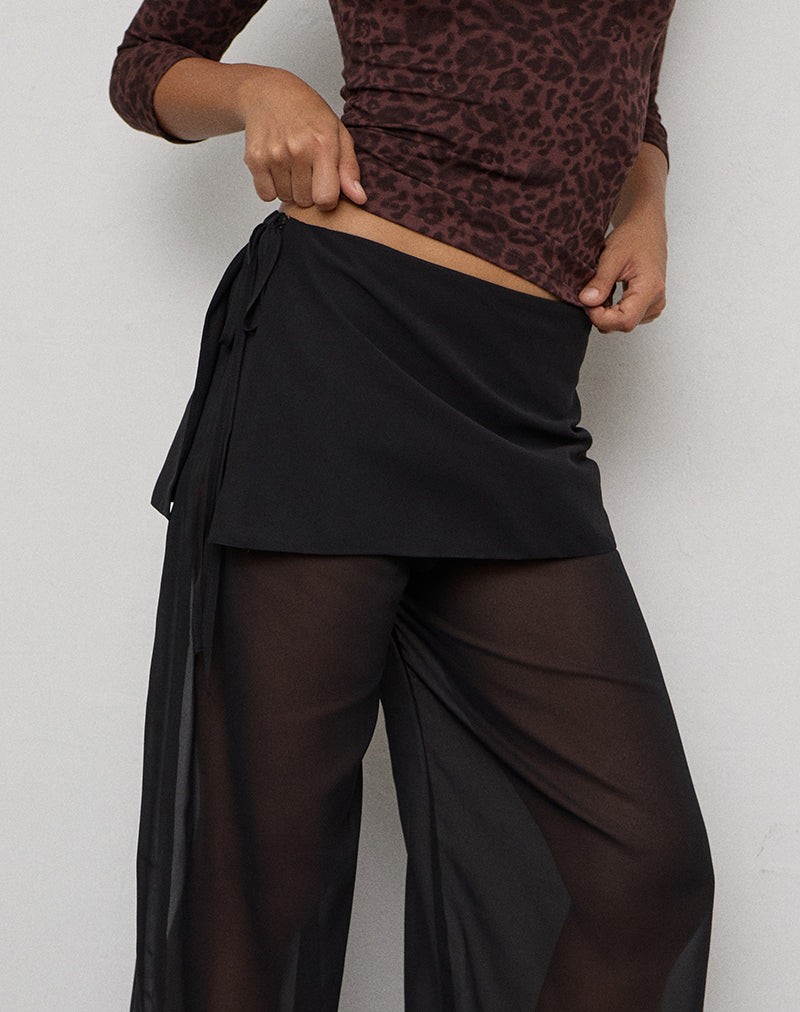 Suteman Trouser with Skirt Overlay in Chiffon Black view 4