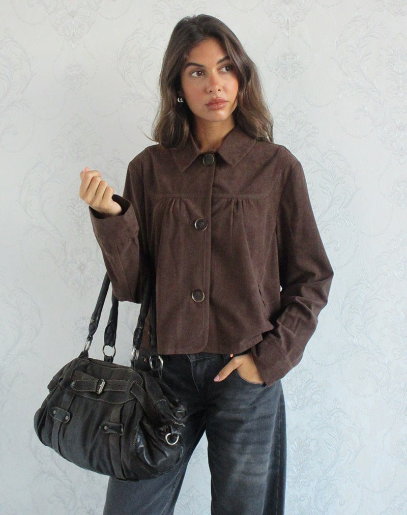 Toba Collared Jacket in Corduroy Dark Brown