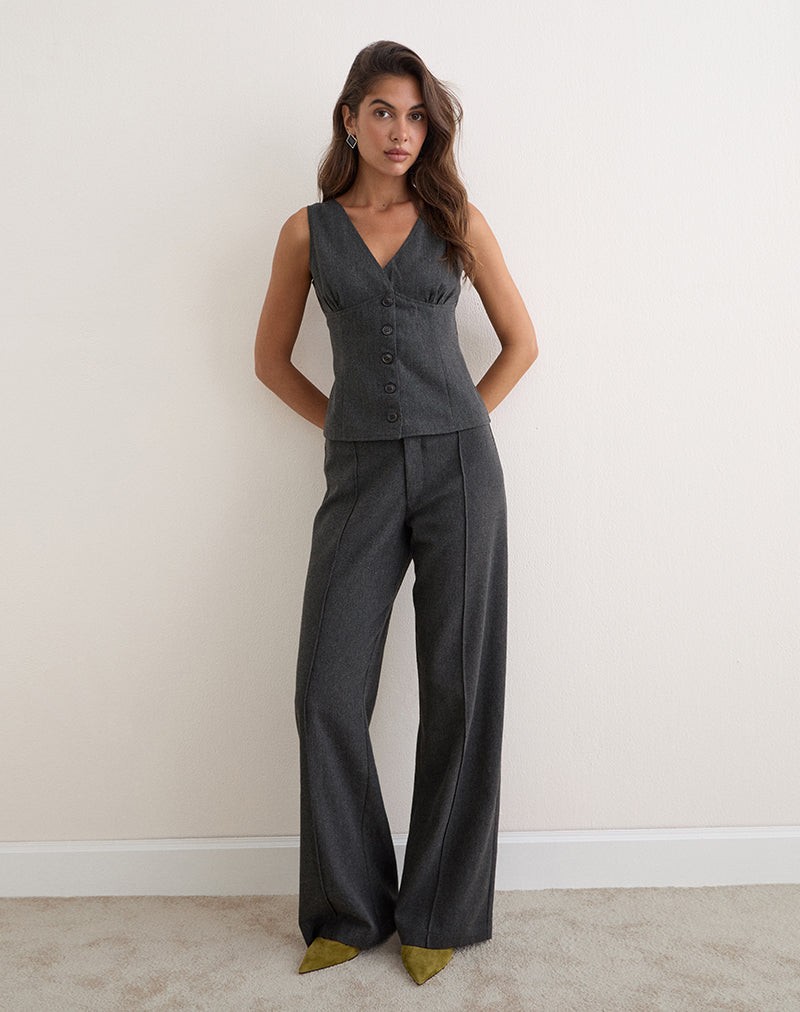 Handaru Vest Top in Heritage Twill Grey view 3