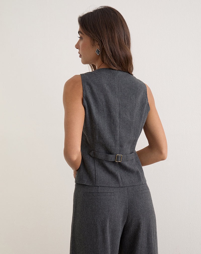 Handaru Vest Top in Heritage Twill Grey view 4