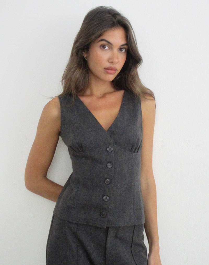 Handaru Vest Top in Heritage Twill Grey